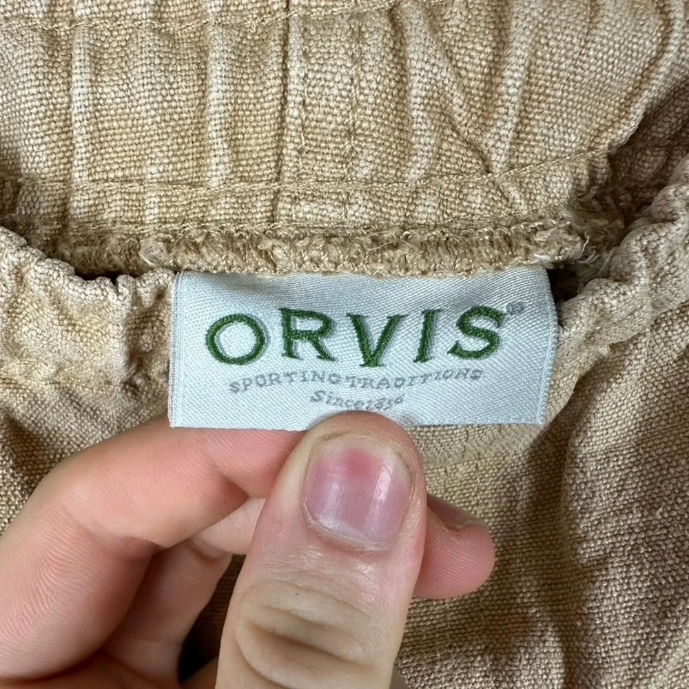 ORVIS‎ Mens Tan Elastic Waist Linen Chinos Relaxed Fit Casual Pants 39